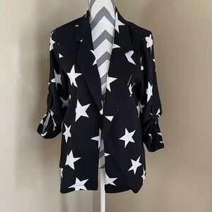 ANDREE BY UNIT Starry Black and White Star Blazer - Size: Medium